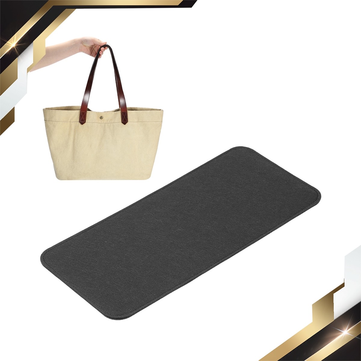 Felt Base Shaper 15x7 Inch Bag Bottom Shaper Pad Purse Liner Board Insert Black
