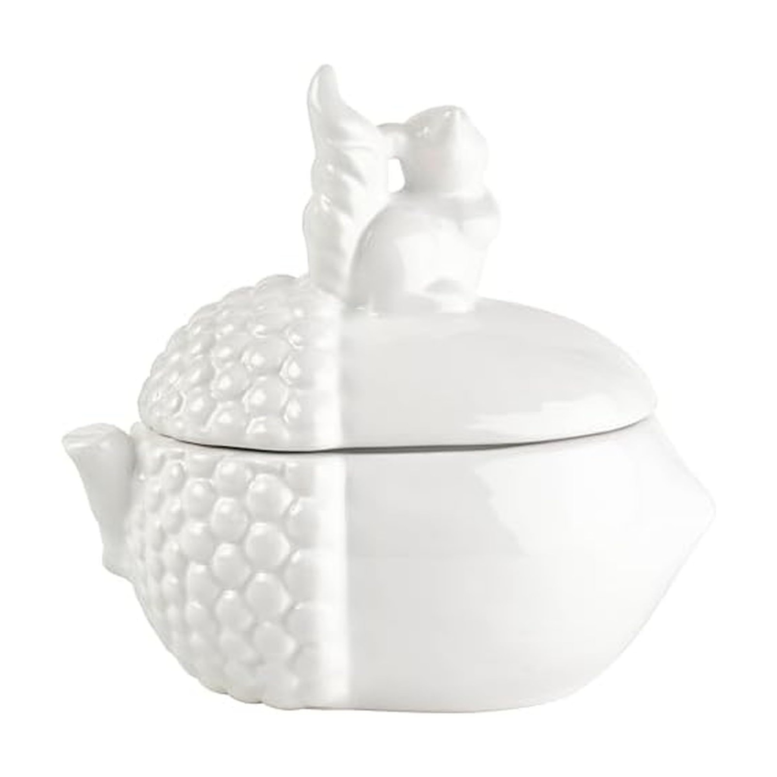 Elements White Ceramic Squirrel on Acorn Jar - 7.09x4.72x6.5"