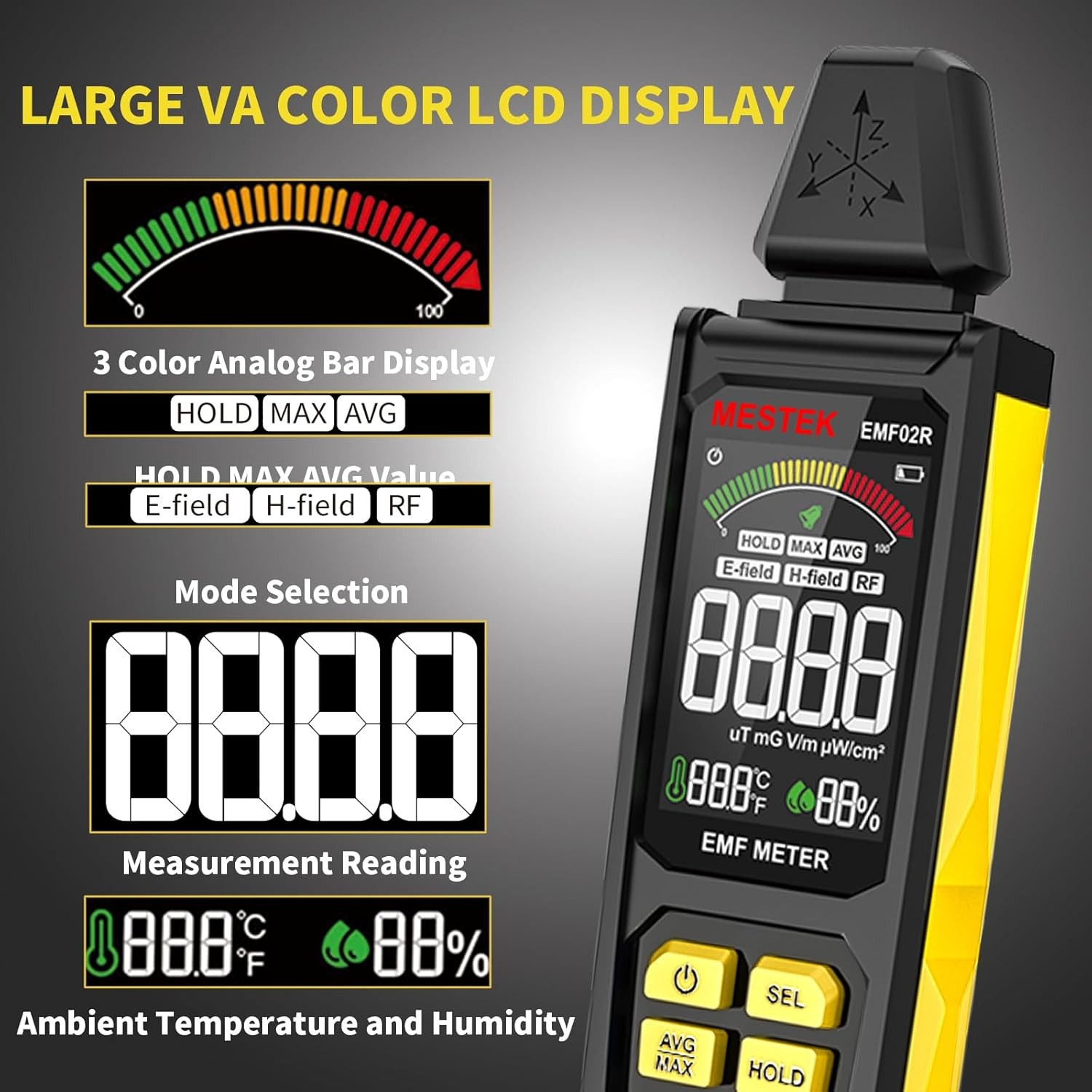 Electromagnetic Field Detector, Five-in-One Electromagnetic Radiation Detector