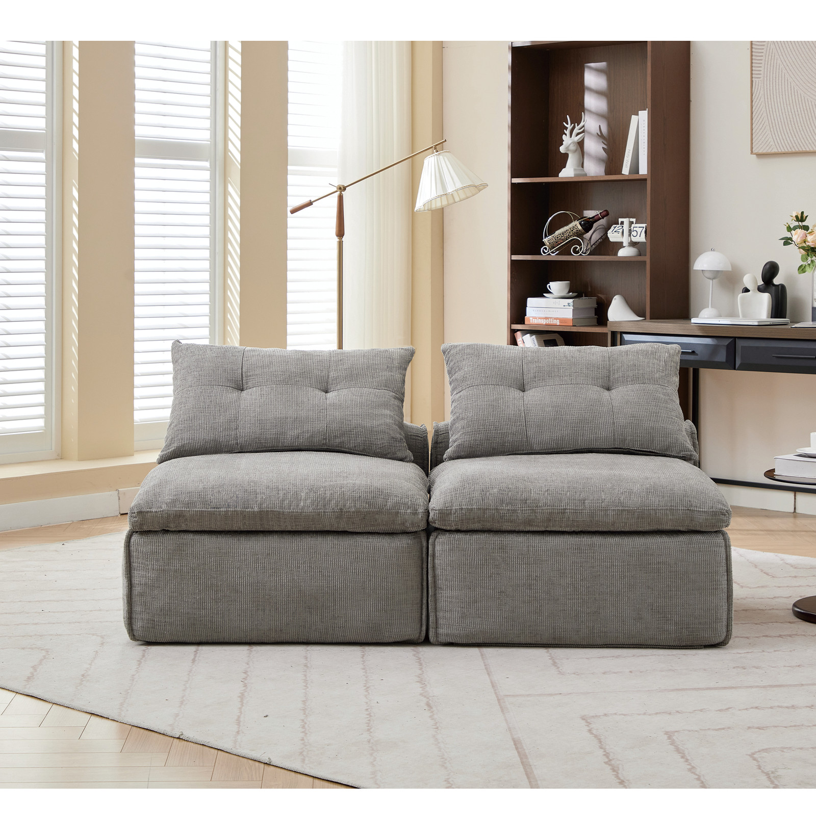 [NEW ARRIVED] [VIDEO PROVIDED]Modular Sofa,No Armrests,At will DIY, Chenille Fab