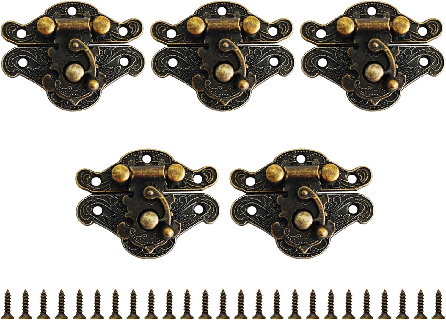 5PCS Vintage Latch Hasp Bronze Decorative Buckle Lock for Jewelry Box Cabinet