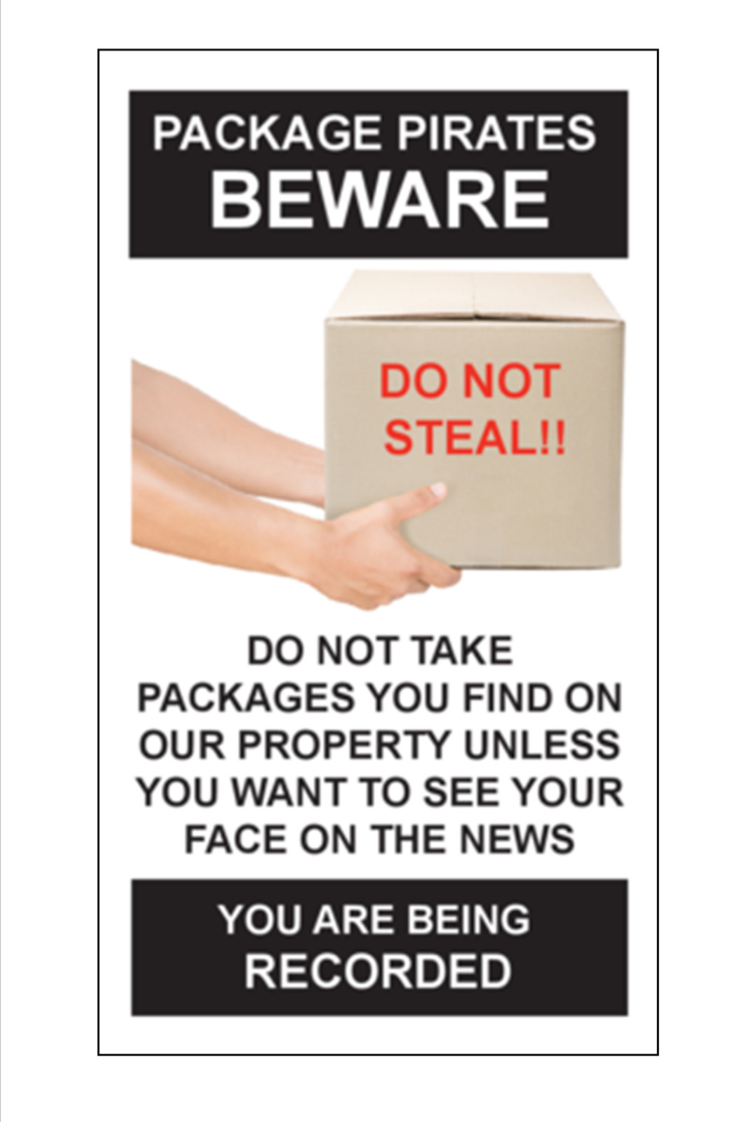 Package Parcel Thief Warning Stickers / 2 Pack + FREE Shipping
