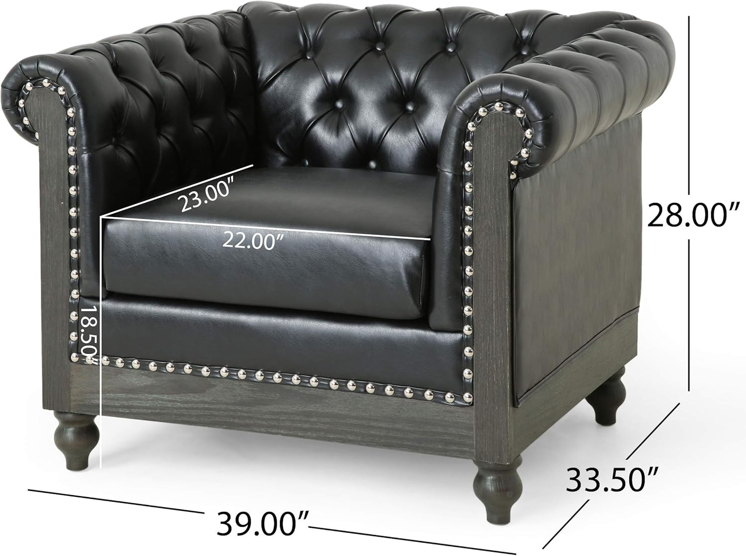 Castalia Club Chair by - Pine, Midnight Black & Dark Brown