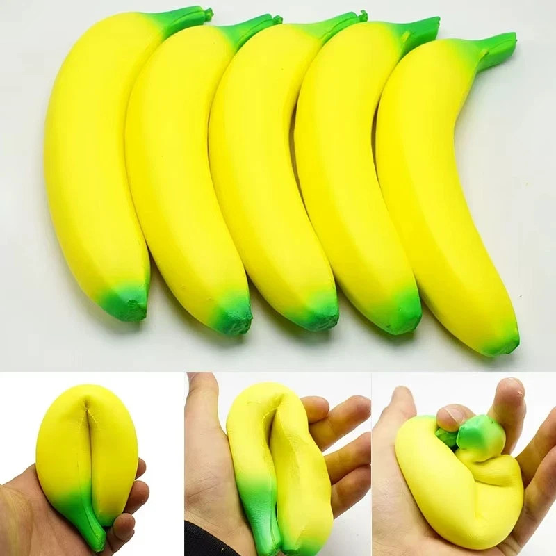 Anti-Stress Squishy Banana Toy Slow Rising Jumbo Squeeze Fruit Sensory Fidget