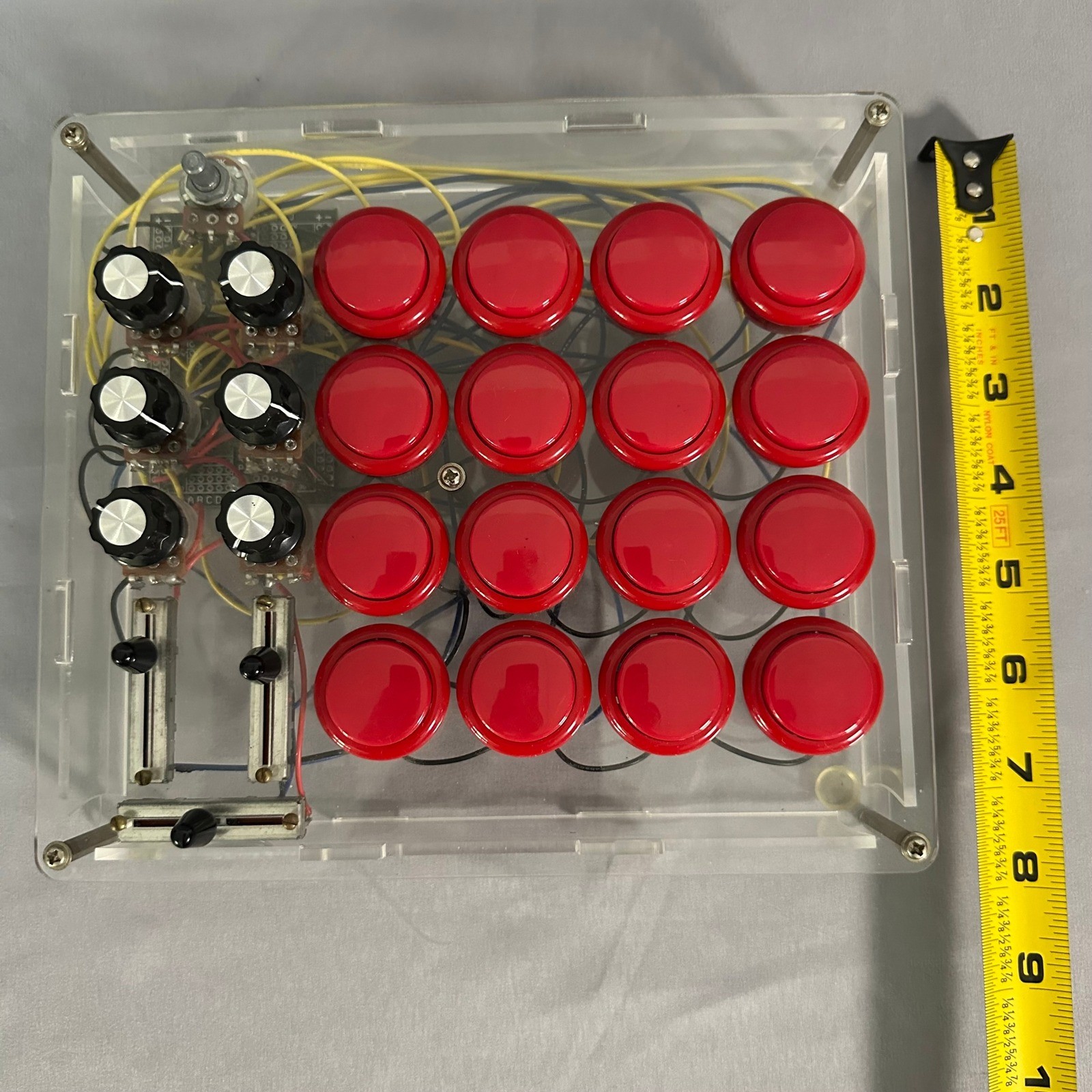 Music Controller MIDI Red/Clear DIY Arcade Button Mixer Untested As Is Prop Art