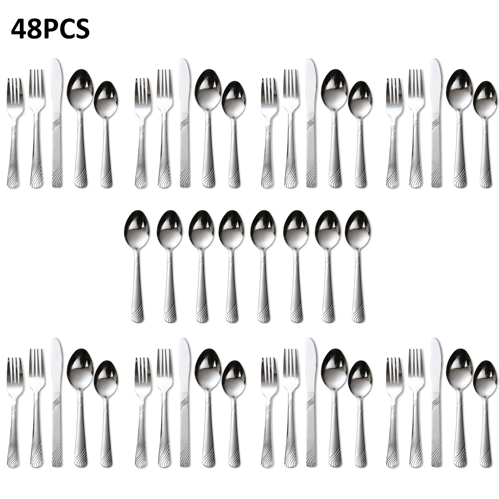 48-Piece Silverware Set for 8 Stainless Steel Flatware set Cutlery Kitchen New