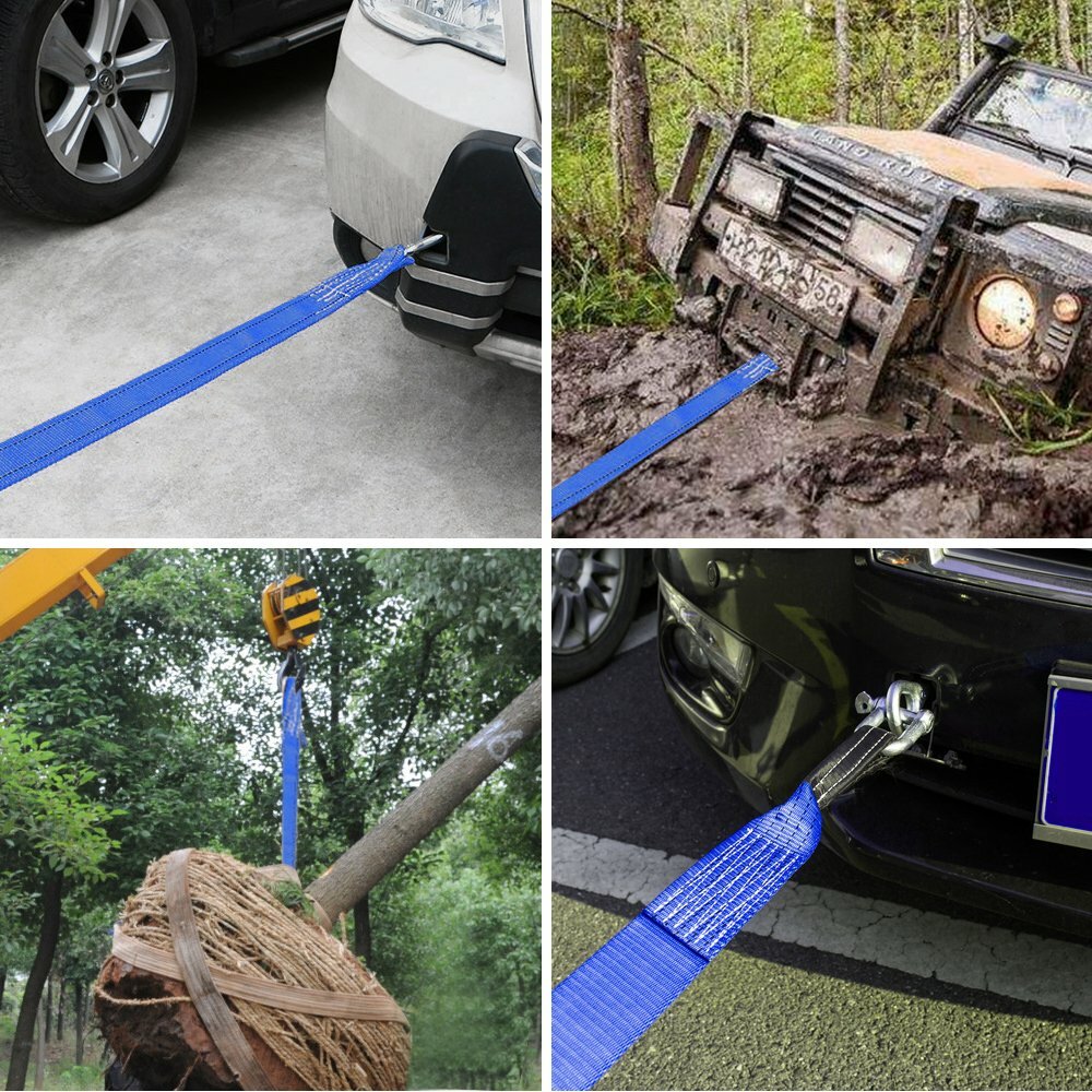 2x Heavy Duty 6' x 2" Nylon Flat Lifting Sling Strap Eye & Eye Polyester Webbing