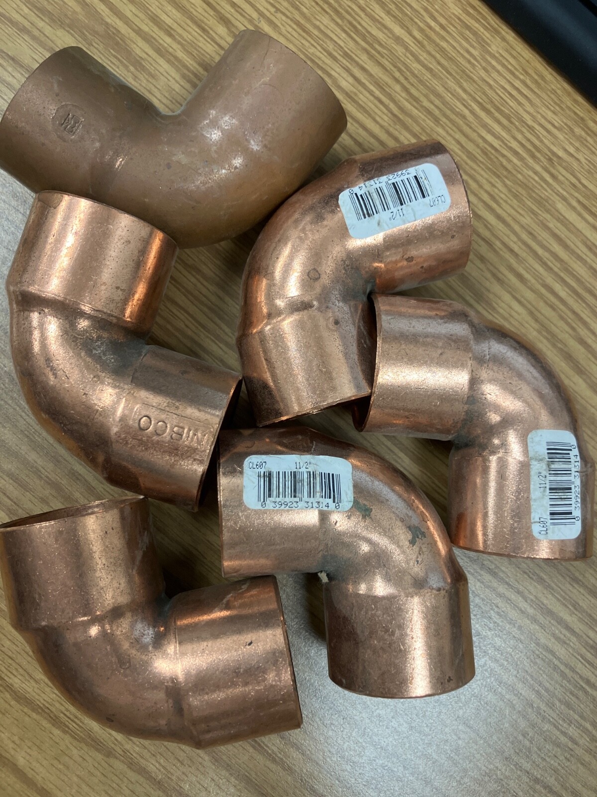 Lot of 6 1-1/2 in. Copper 90 Degree Elbow Nibco Mueller