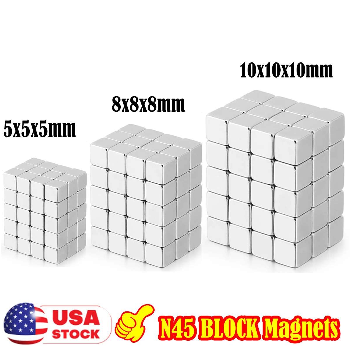 20/40/100pcs Block Neodymium Magnets 5/8/10mm Super Strong N45 Rare Earth Magnet