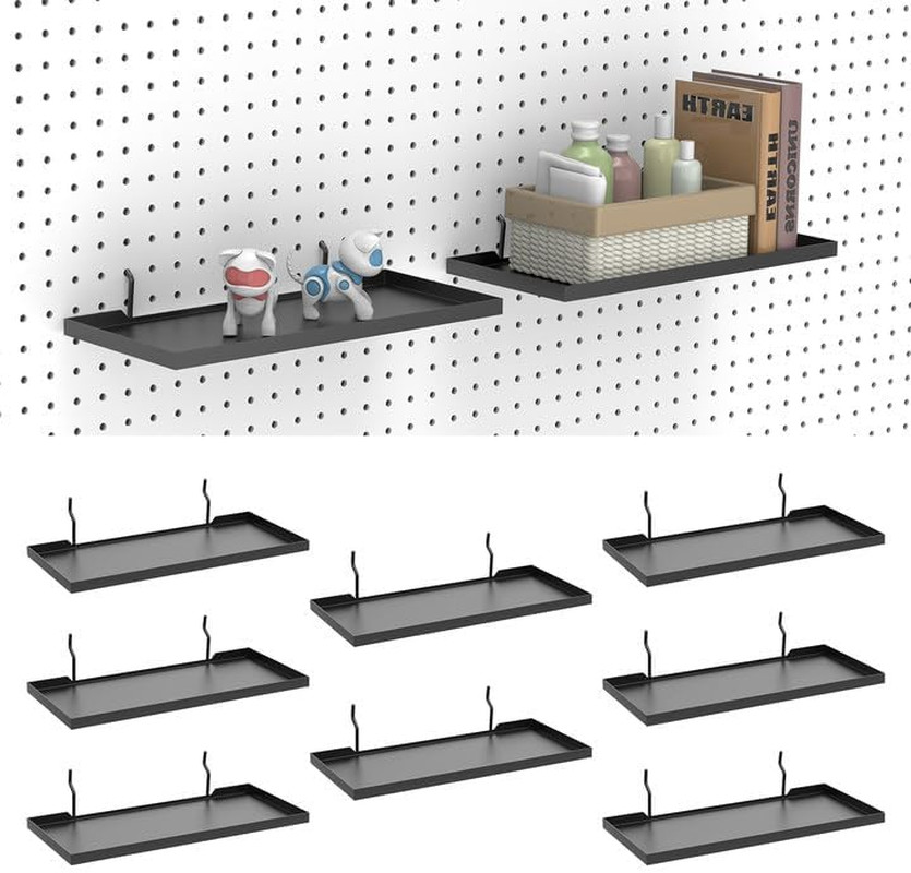 13X6 Inch Pegboard Shelves Set of 10, Metal Peg Board Shelves Accessories, Flat