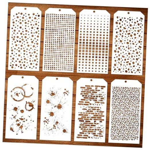 8 Pieces Stencils for Crafts Polka Dot Brick Layering Stencils Mixed 8 texture