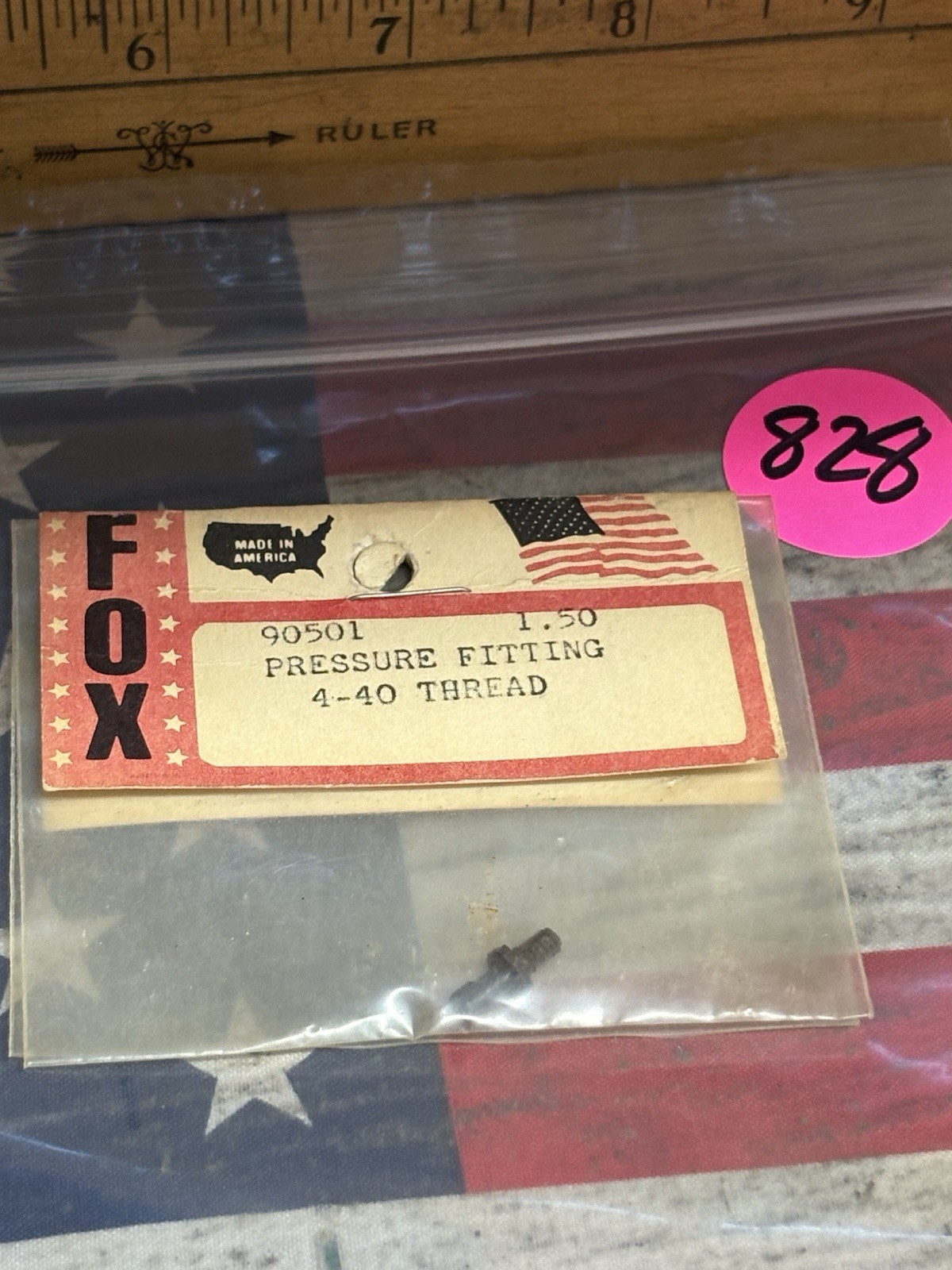 VINTAGE FOX  90501 PRESSURE FITTING: 4-40 THREAD 5-CD 6.25