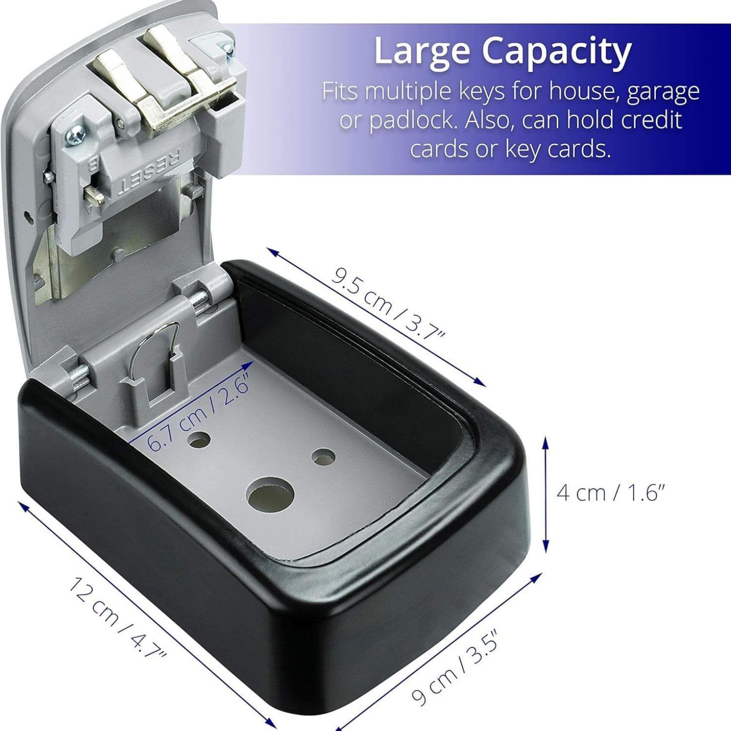 Box for Keys with Code, Wall Mount Combination Key Lock Box, 4-Digit Resettable,