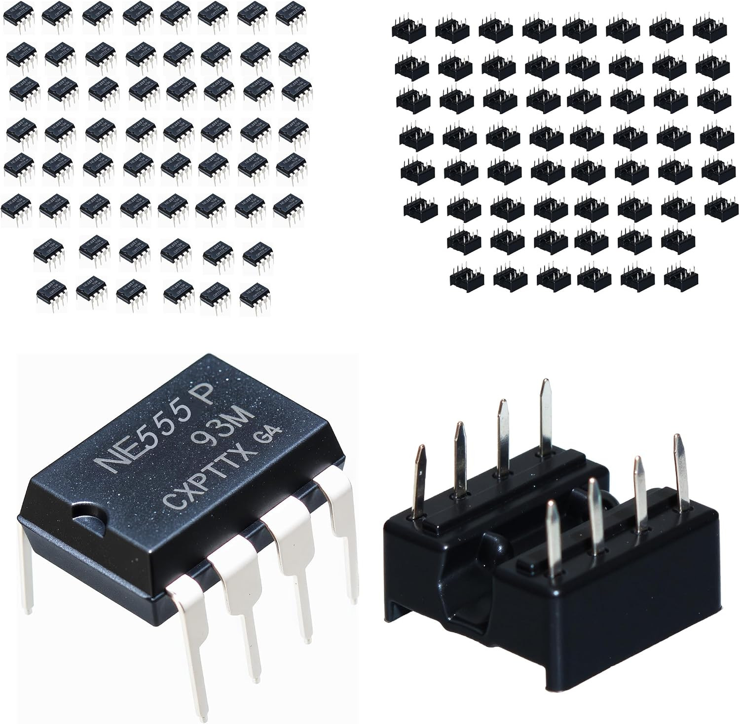 60Pcs NE555P Single Precision Timers NE555 IC Pulse Generators Single and Double