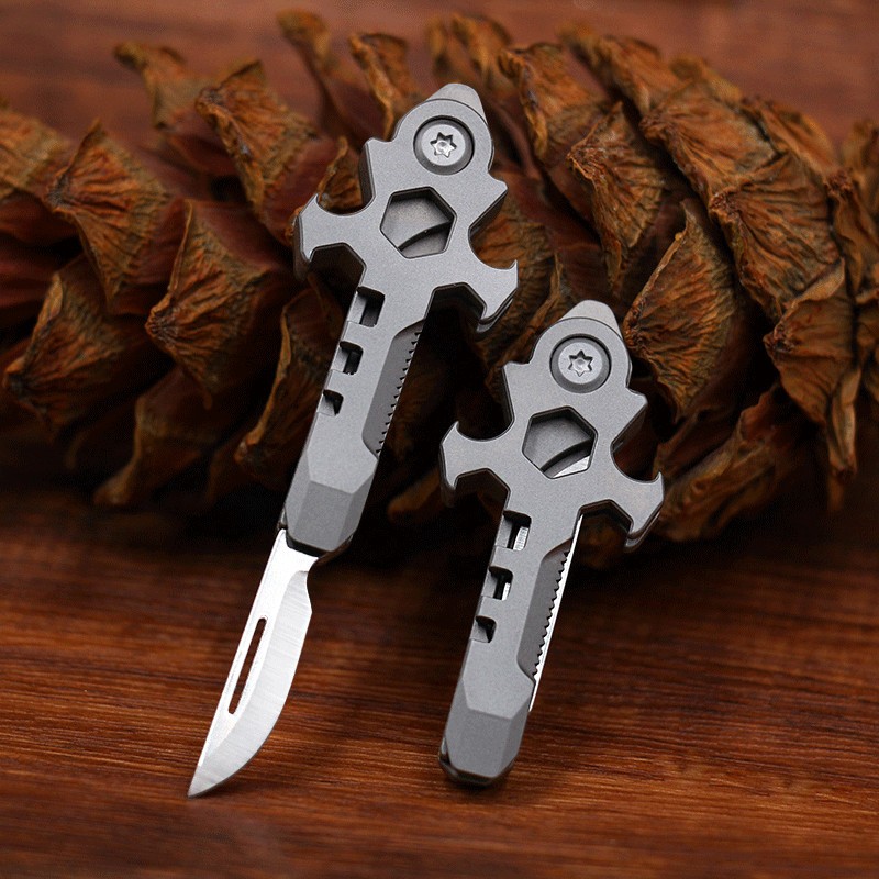 Mini EDC Titanium Folding Knife Pocket Outdoor Multi Tools Pendant Keychain A+++