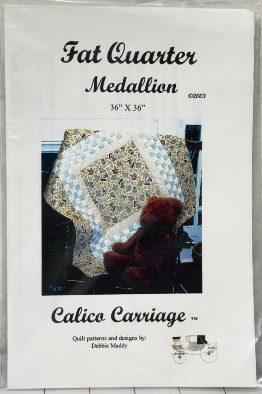Fat Quarter Medallion Pattern from Calico Carriage Quilt Designs 36”x36”