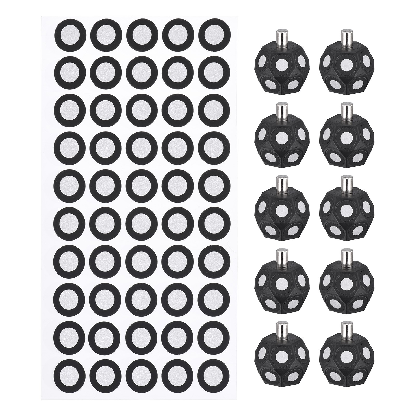 3D Scanning Markers Kit 10Pcs 6mm Hemispherical & 500Pcs 6mm Round PET+Plastic