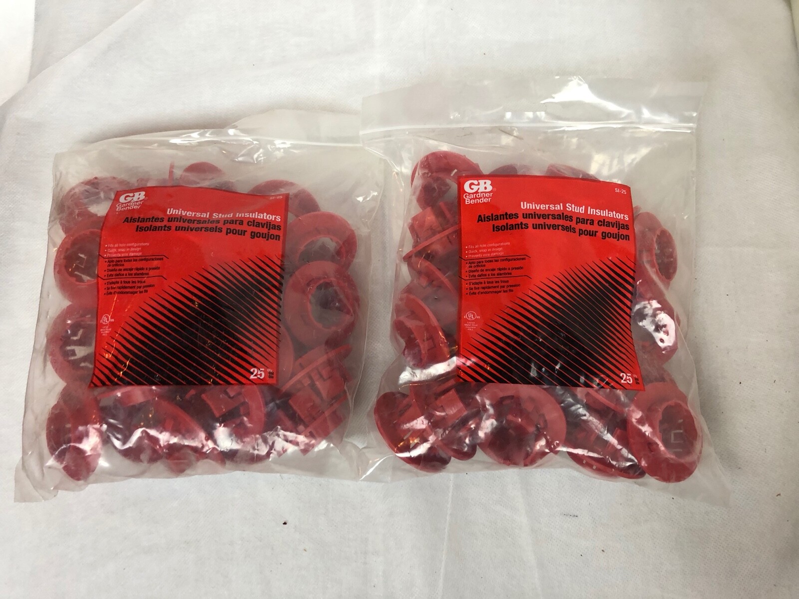 2 Pack GB Gardner Bender Universal Stud Insulators SI-25 50 Count Total New