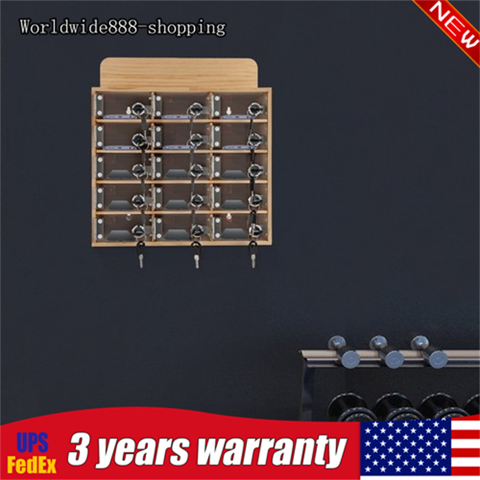 15 Slots Cell Phone Locker Box Wood Cell Phone Storage Cabinet With 15Set Keys