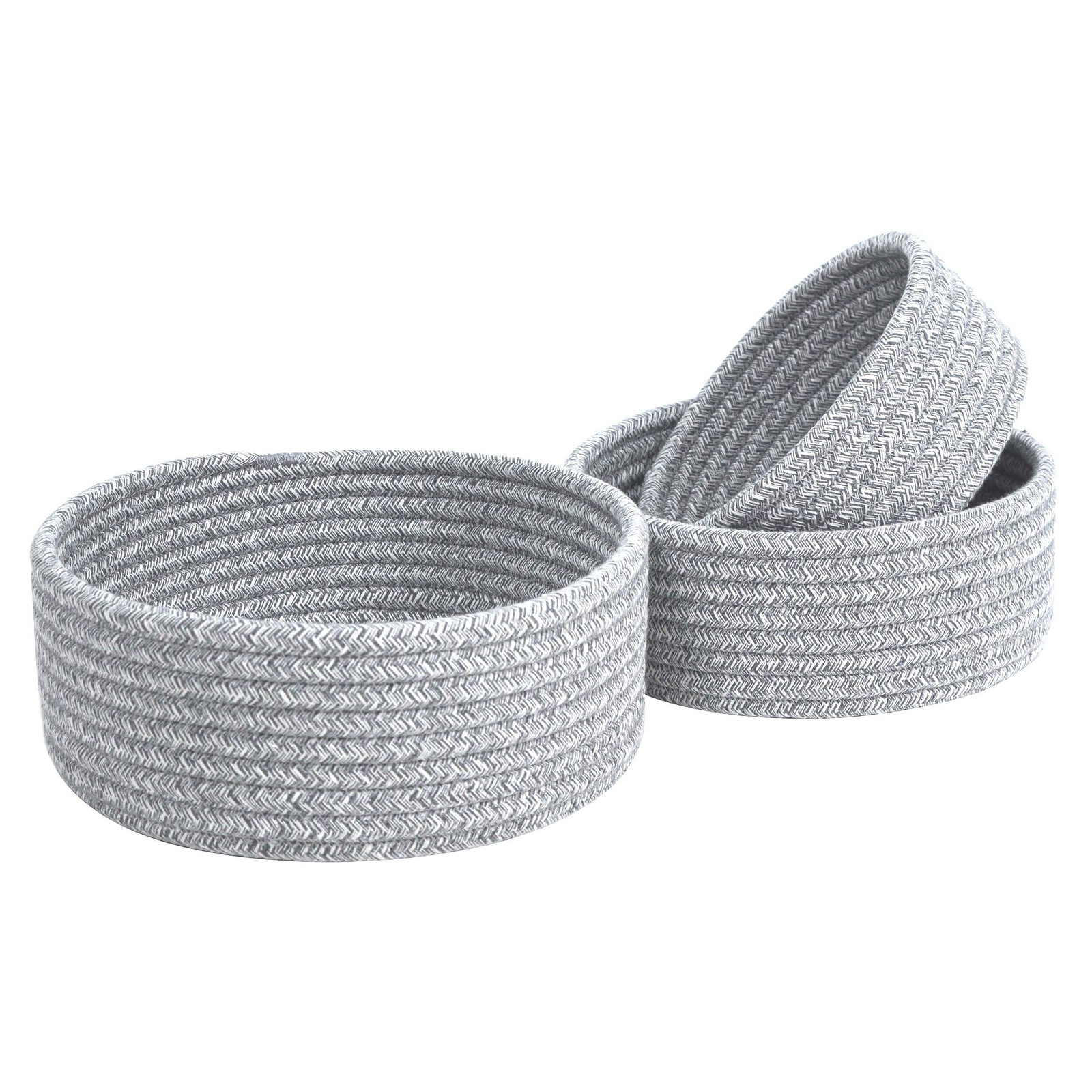 Light Gray Mix Cotton Rope Nesting Bowls Small Catch All Storage Baskets 3 PCS