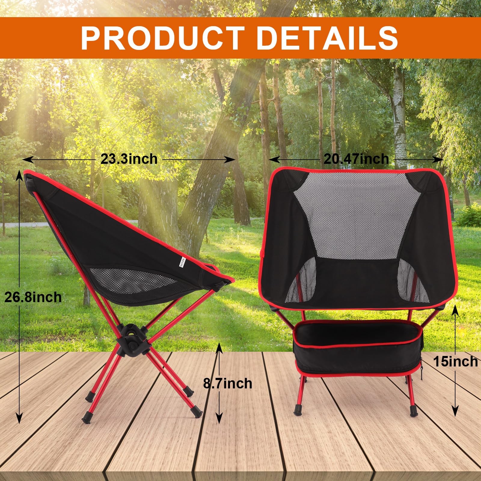 Ultralight Camping Chair Foldable Portable Breathable Nylon Mesh Carry Bag