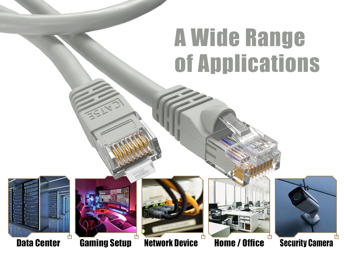 14ft Cat5e UTP Ethernet Network Patch Cable Snagless 24AWG Bare Copper, Gray