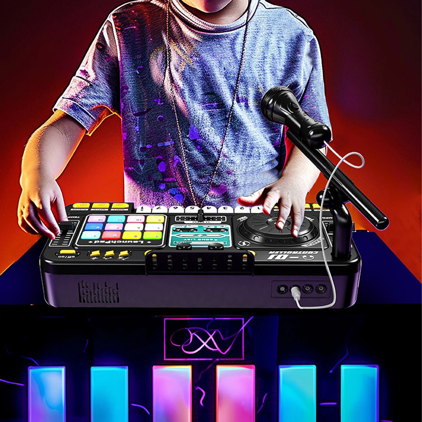 Musical DJ Set For Kids Turntable Multi Functional DJ Controller With Mic JQHY