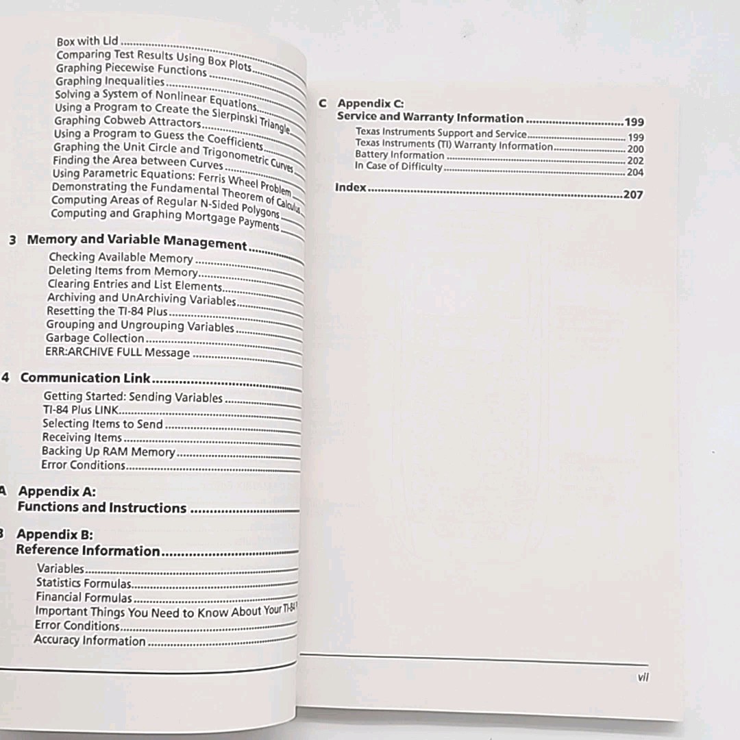 Texas Instruments Instruction Manual For TI-84 Plus & Silver Ed MANUAL ONLY