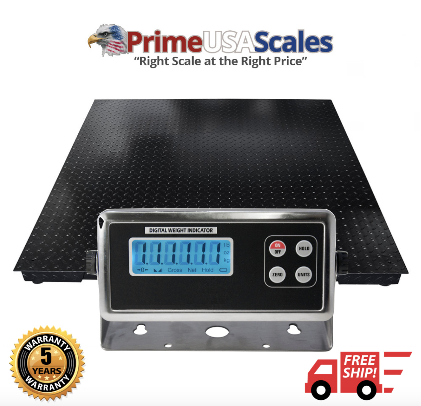 Prime US-EW 40"x40" Floor Scale 5,000 lb x 1lb with 5 Year Warranty