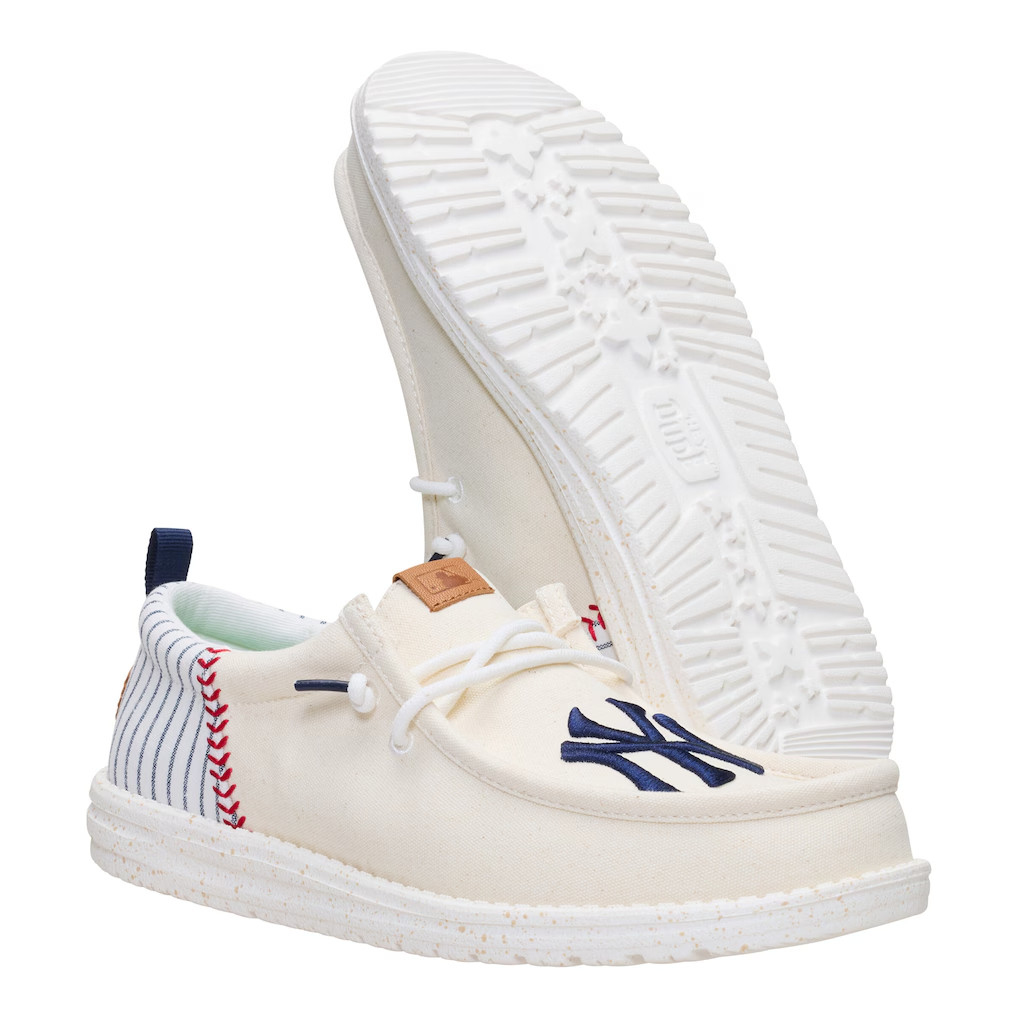 [SALE]- Men's New York Yankees Hey Dude White Wally Casual Slip On Shoes