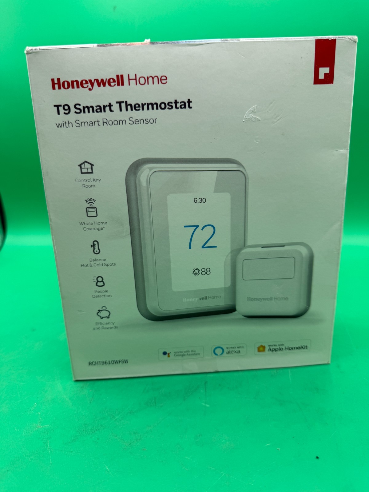 Honeywell Home T9 Wi-Fi Smart Thermostat Touchscreen w/ Room Sensor RCHT9610WFSW