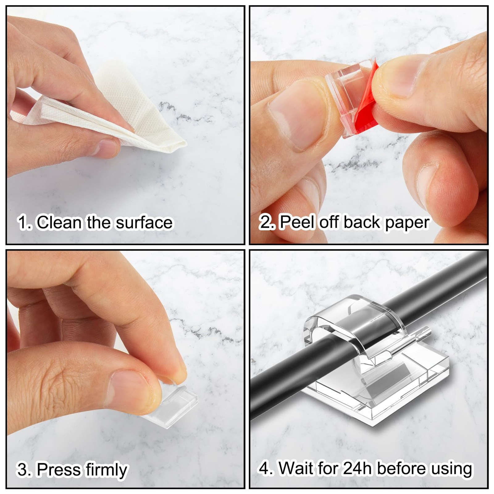 100 Pcs Adhesive Cable Wire Clips Wire Holders Cord Management for Home Office