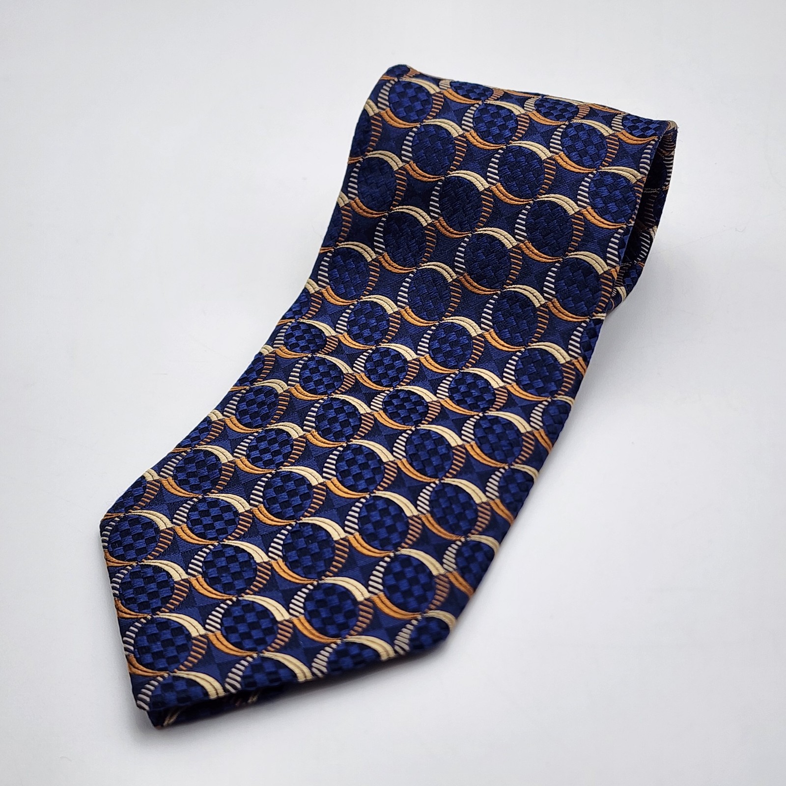 Ermenegildo Zegna Men's Blue Geometric Silk Neck Tie Made in Italy