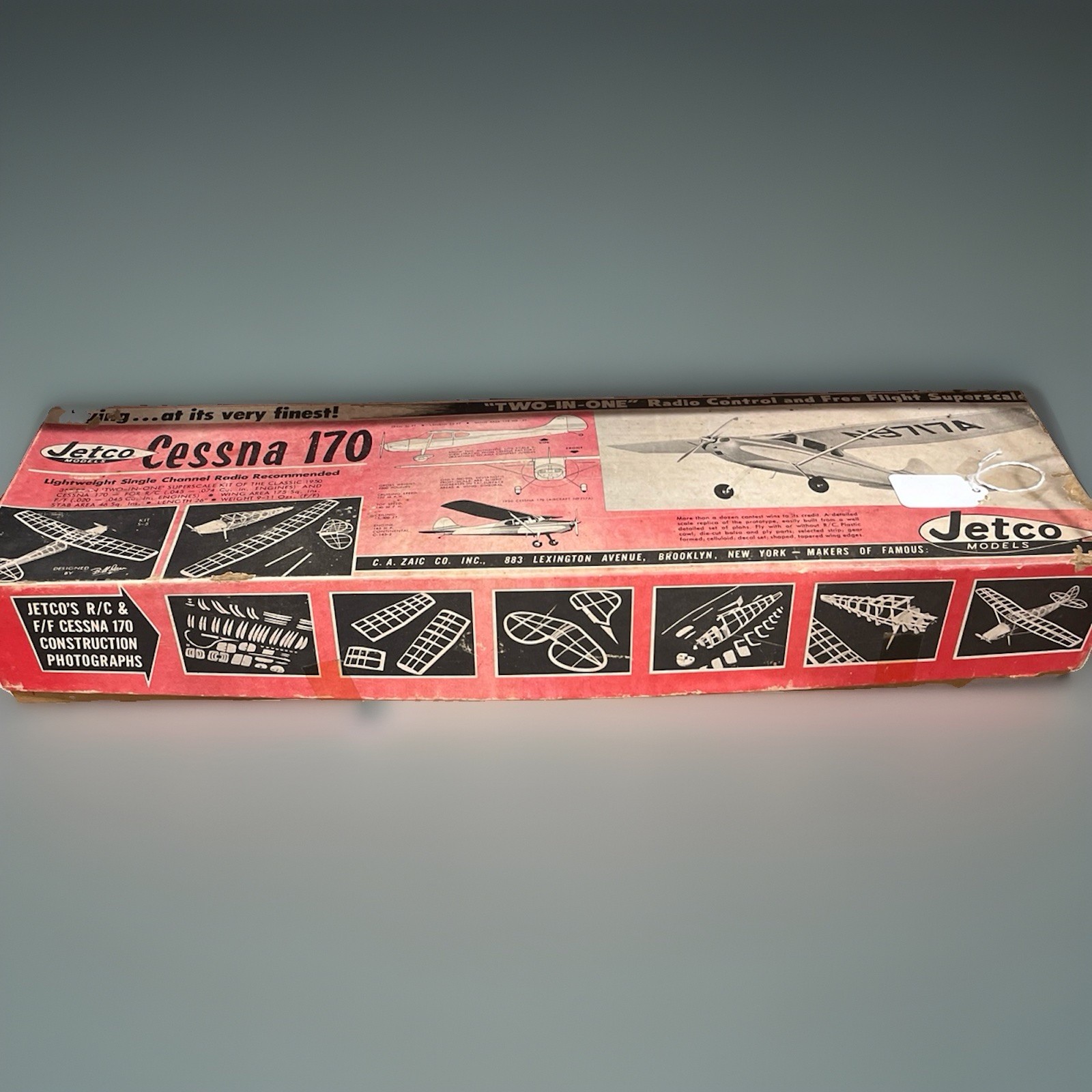 Jetco Cessna 170 Vintage Model Airplane Kit, Ages 8-11, Red/White/Black