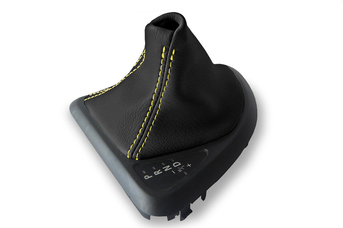 Automatic Shift Boot Cover Leather for BMW E81 E82 E87 2004-2013 Yellow Stitch