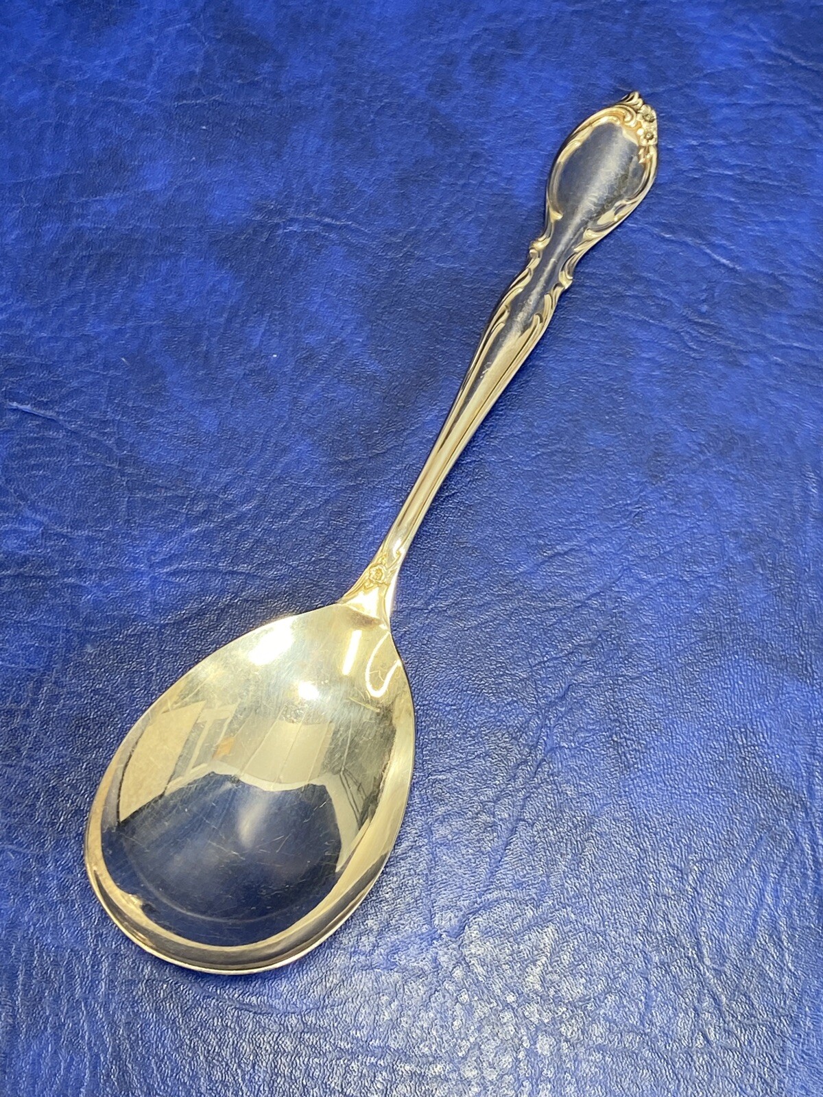 Vtg Wm Rogers IS Silverplate Casserole Serving Spoon Unidentified Flower Pattern