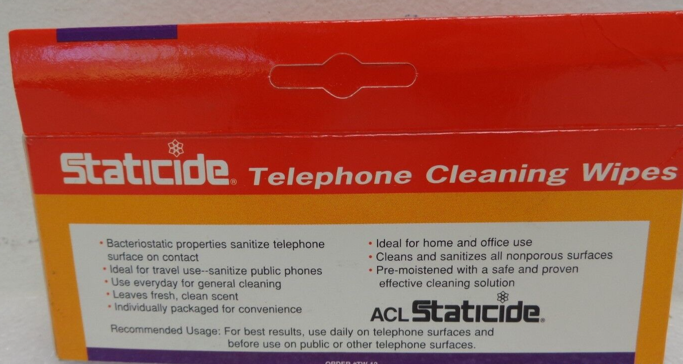 ACL Staticide Telephone Cleaning Wipes TW-12