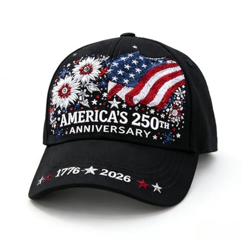 250th Anniversary USA Hat Embroidered Adjustable Patriotic Baseball Cap