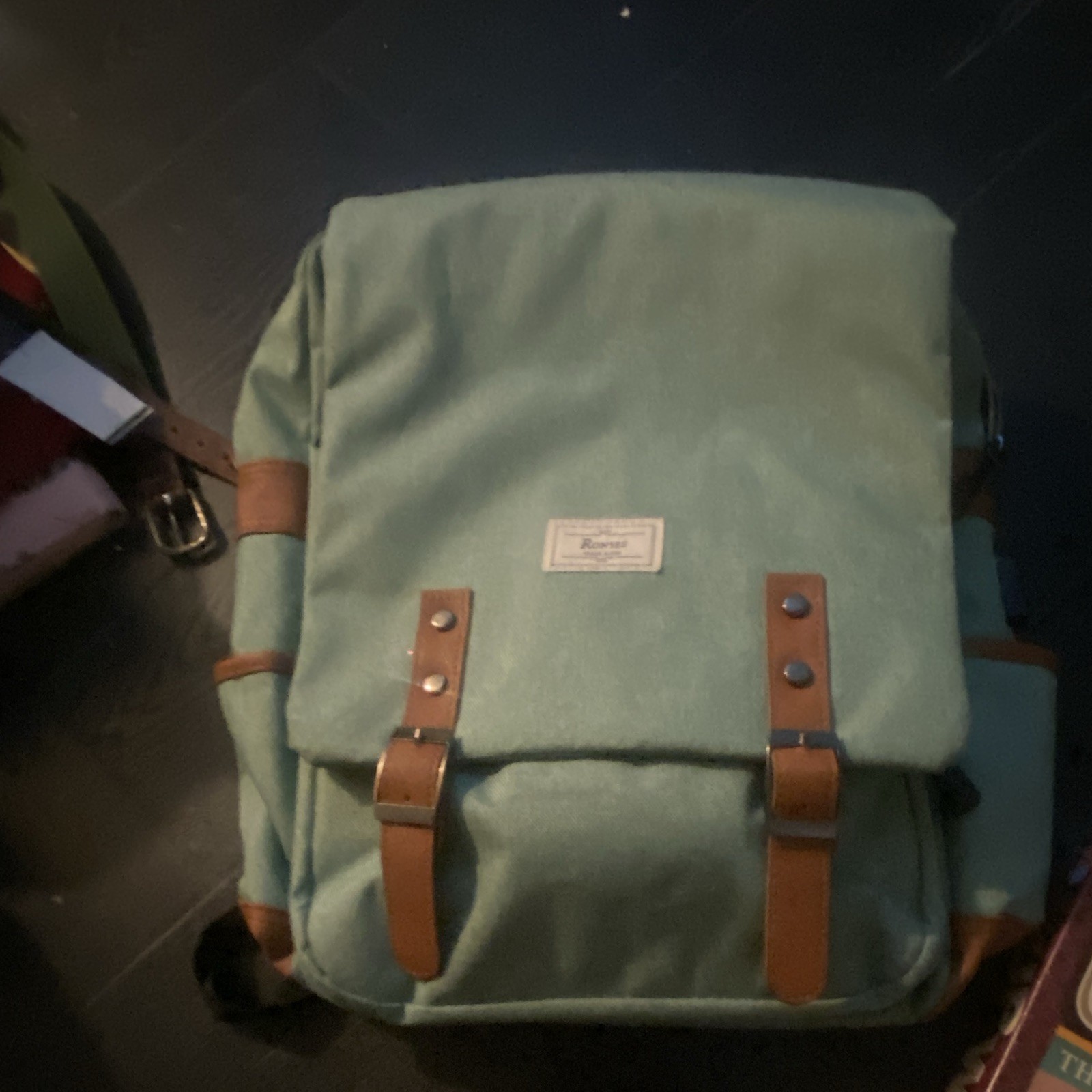 Green Canvas Hiking Backpack w/ Buckle Closure, Adjustable Straps, Pockets