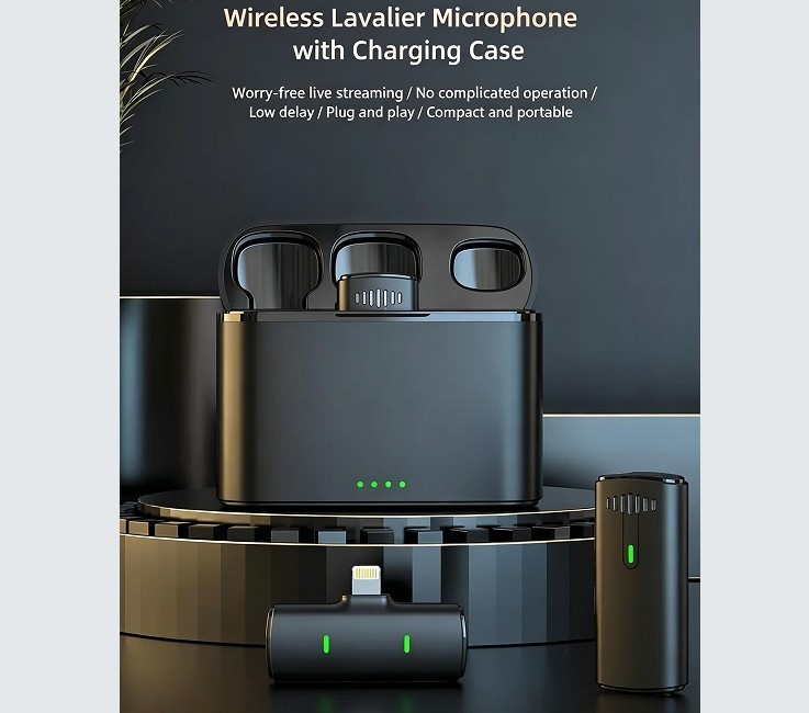 2.4G Wireless Lavalier Microphone & Charging Case Noise Cancellation for Type C