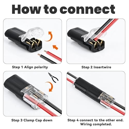 Double Wire Plug in Connector,Low Voltage Wire Connector,2 Pin Led Light 20