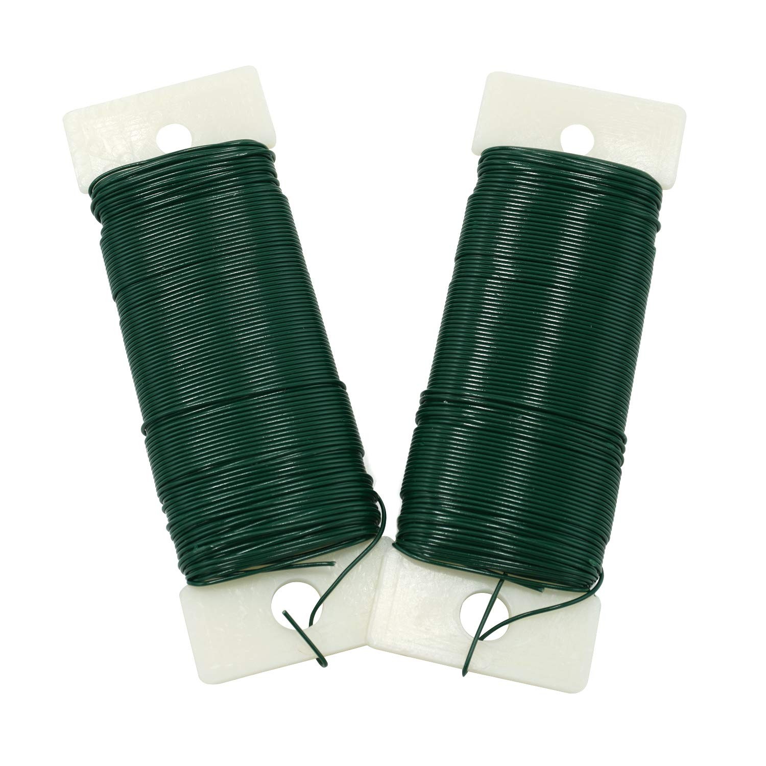 2 Rolls of 22 Gauge Sturdy Flexible Green Floral Wire - Paddle Wire for Wreat...