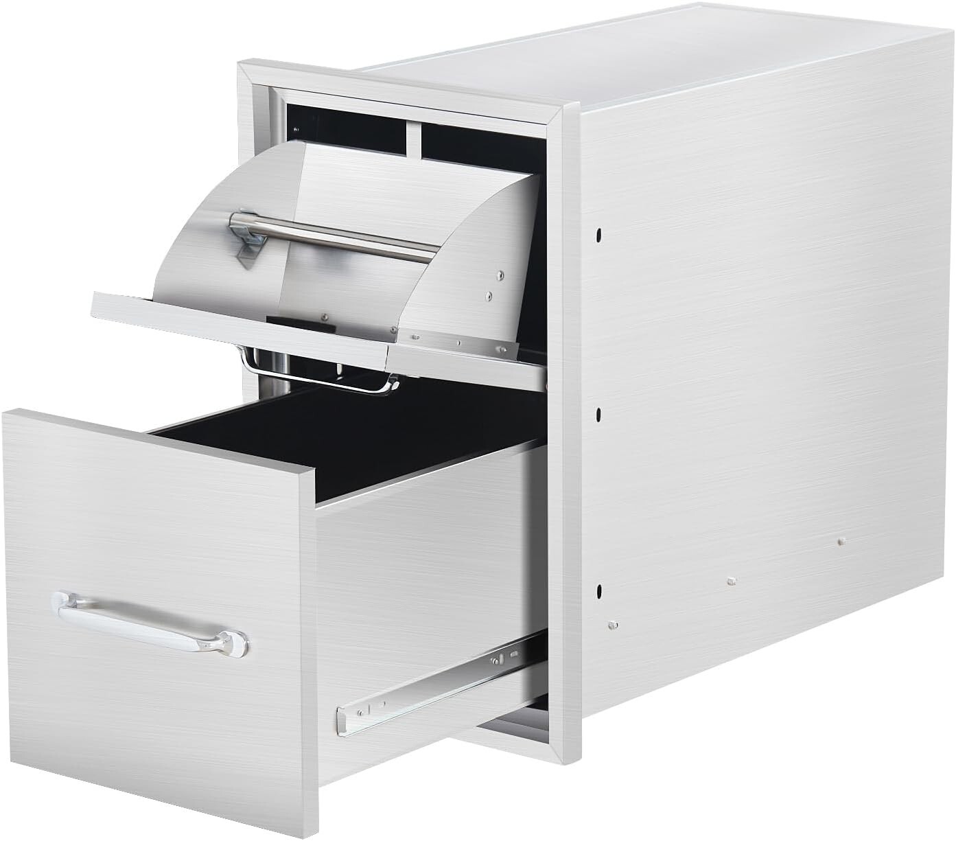 Outdoor Kitchen Drawers 2-Drawer BBQ Access Drawers with Paper Towel Holder