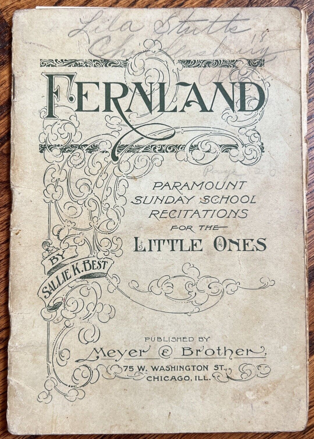 Vintage Book FERNLAND-Paramount Sunday School Recitations for the Little Ones