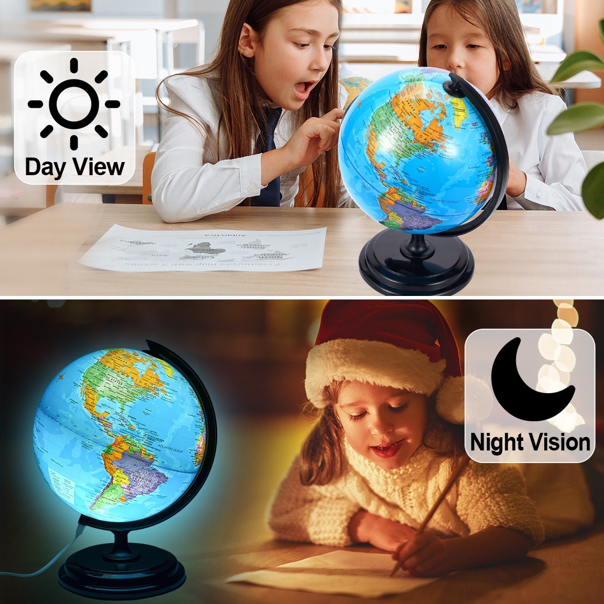 10inch World Globe Desktop Tabletop Globe Geography Teaching Globe for Children