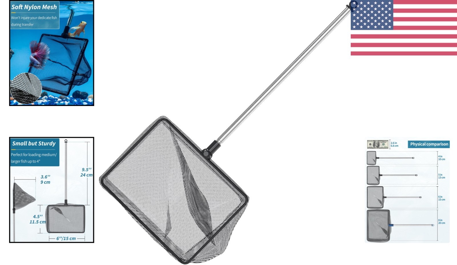 Versatile 6-Inch Aquarium Fish Net - Safe, Rust-Resistant & Easy to Store
