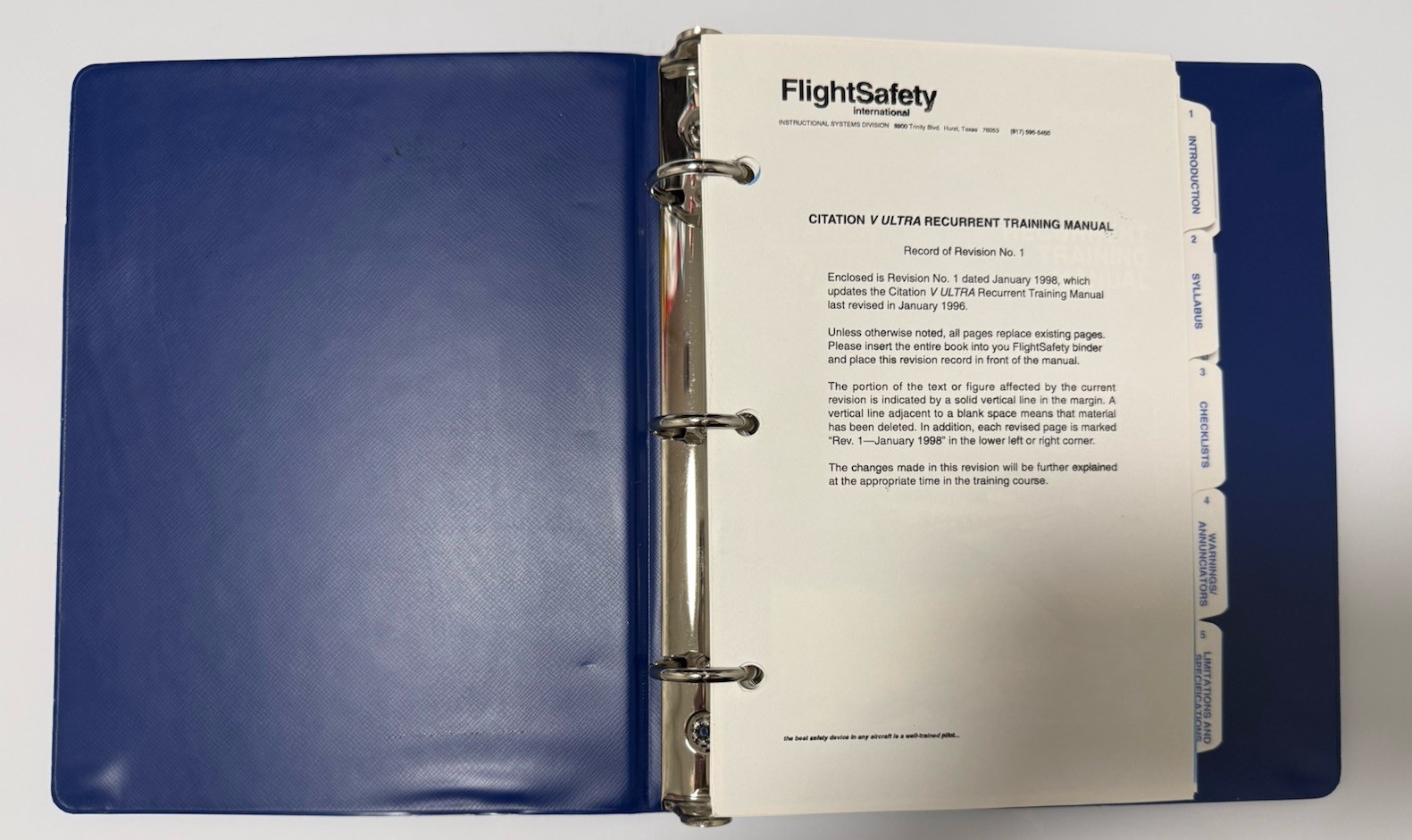 FlightSafety Citation V Ultra Recurrent Training Manual