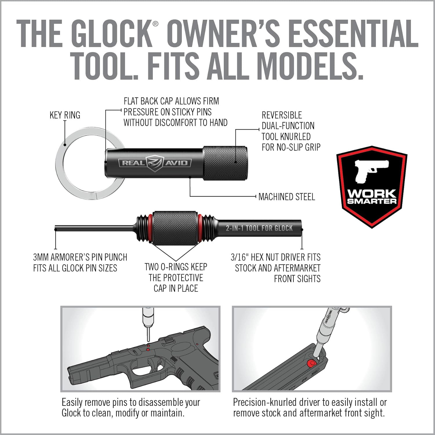 Glock Armorer Tool Kit – 2 in 1 Multitool with Sight Tool Punch Tool and Maga...