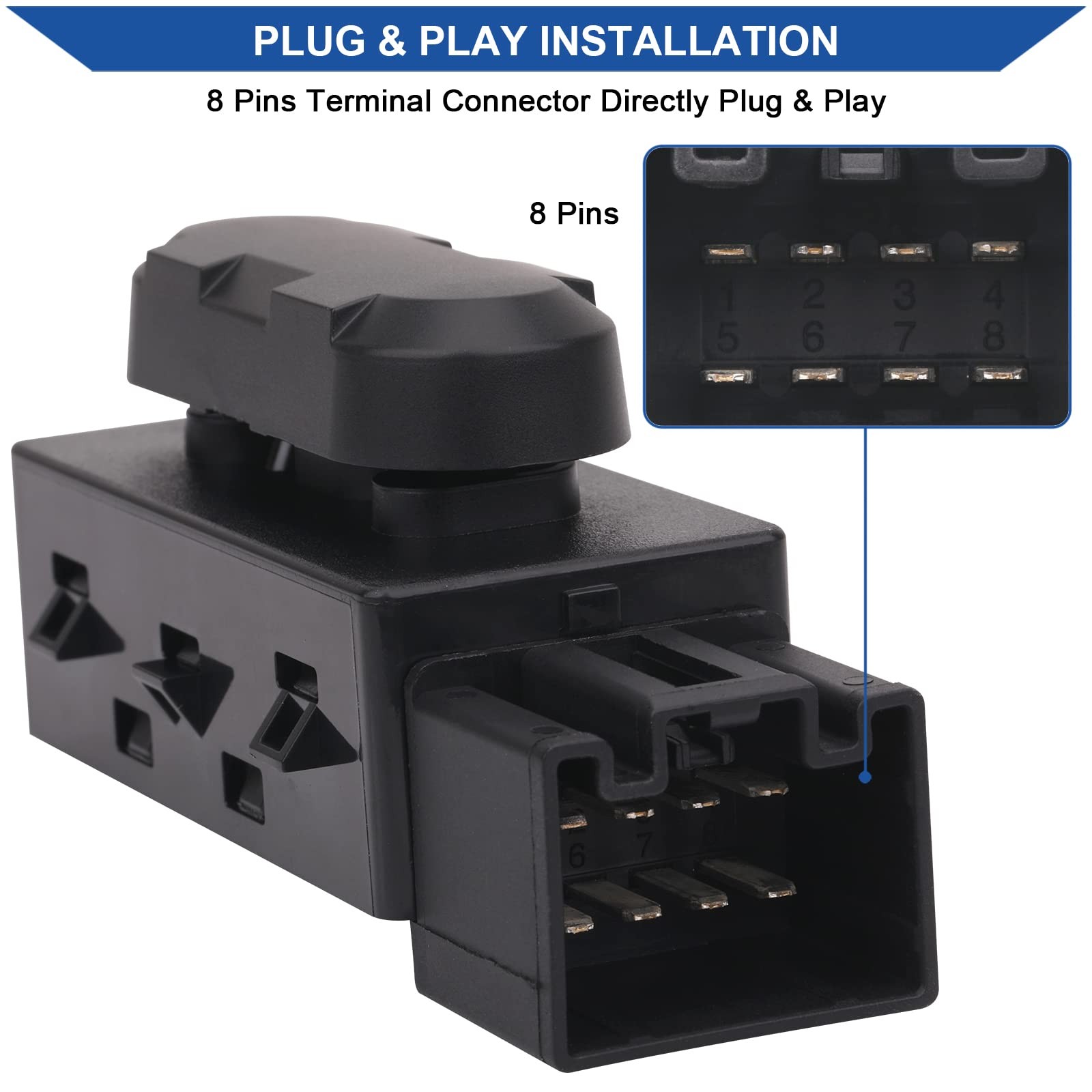 Obaee 6 Way Power Seat Adjustment Switch Driver Side Passenger Black