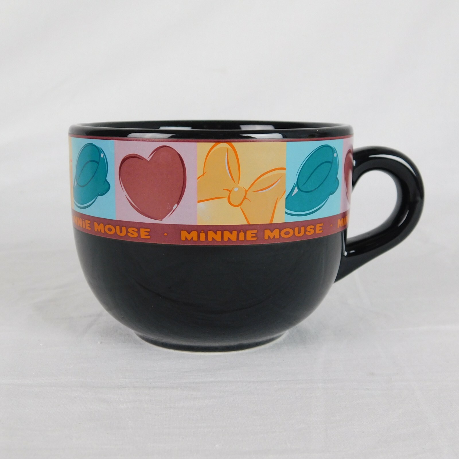 Applause Minnie Mouse Cappuccino Black Mug Heart Bow Microwave Dishwasher Safe